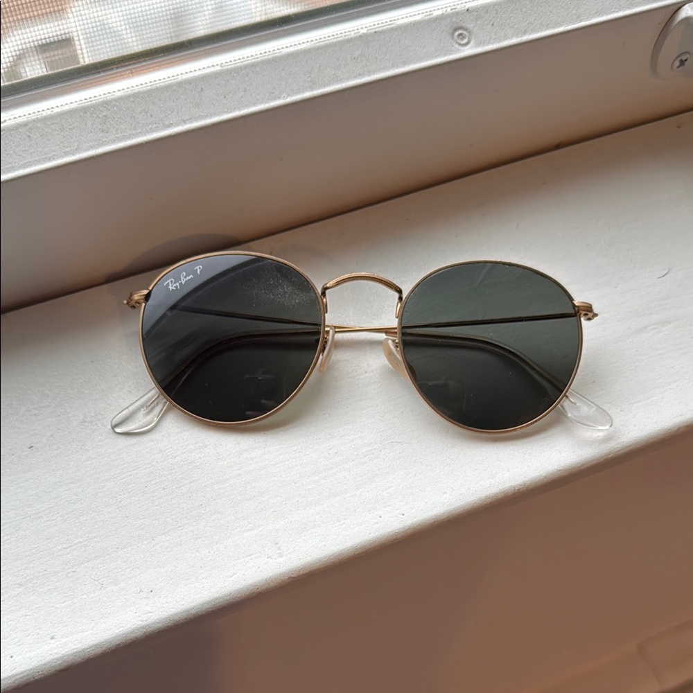 Ray-Ban Gold and Black Round Sunglasses